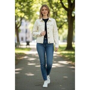 Liverpool Los Angeles White Denim Jacket Women’s Medium Bright White Jean Jacket